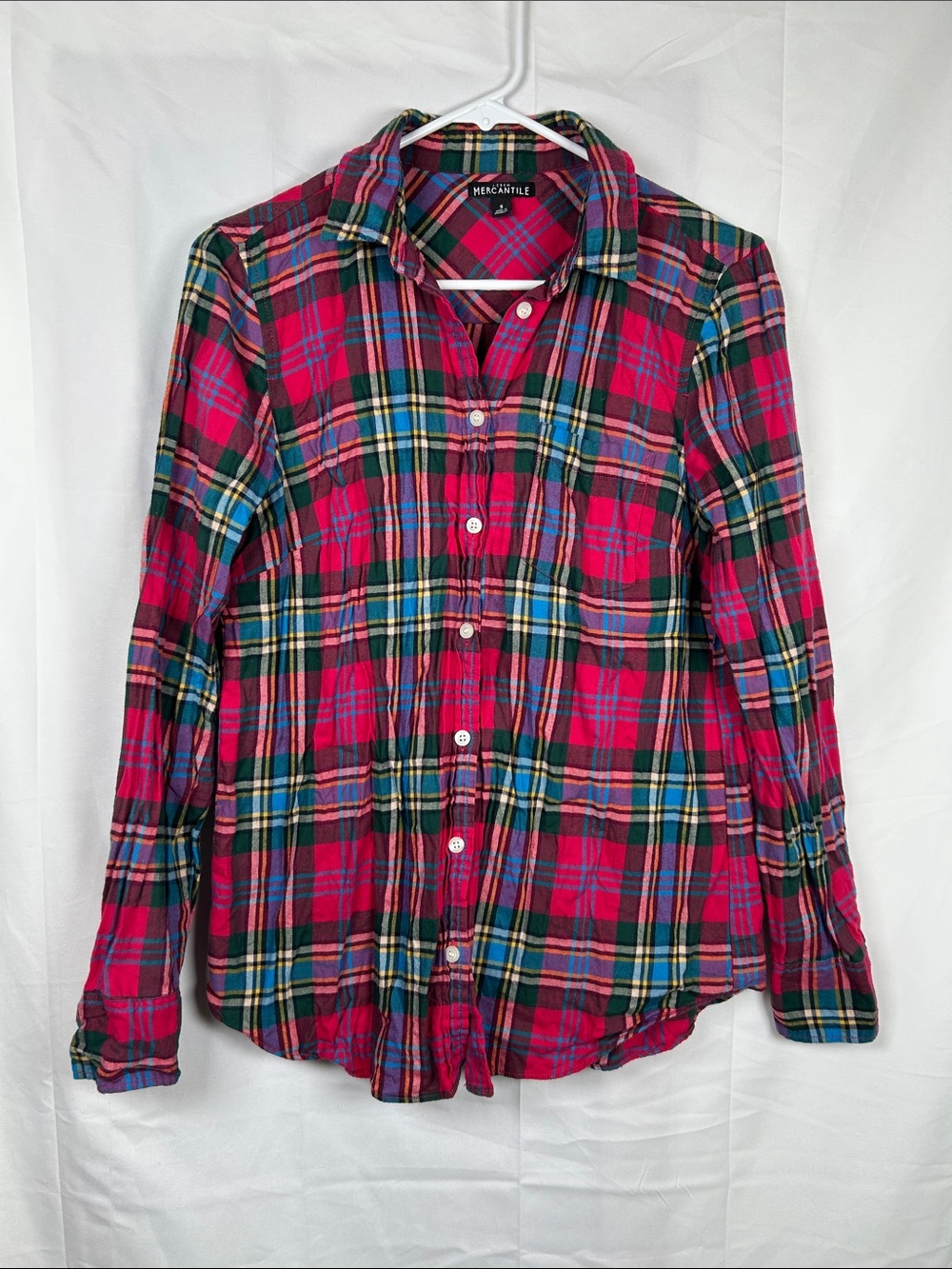 J Crew Mercantile Plaid Long Sleeve Shirt Women’s Small Red Button Up